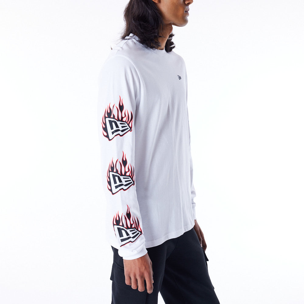 New Era Flag Flame Longsleeve White Tee