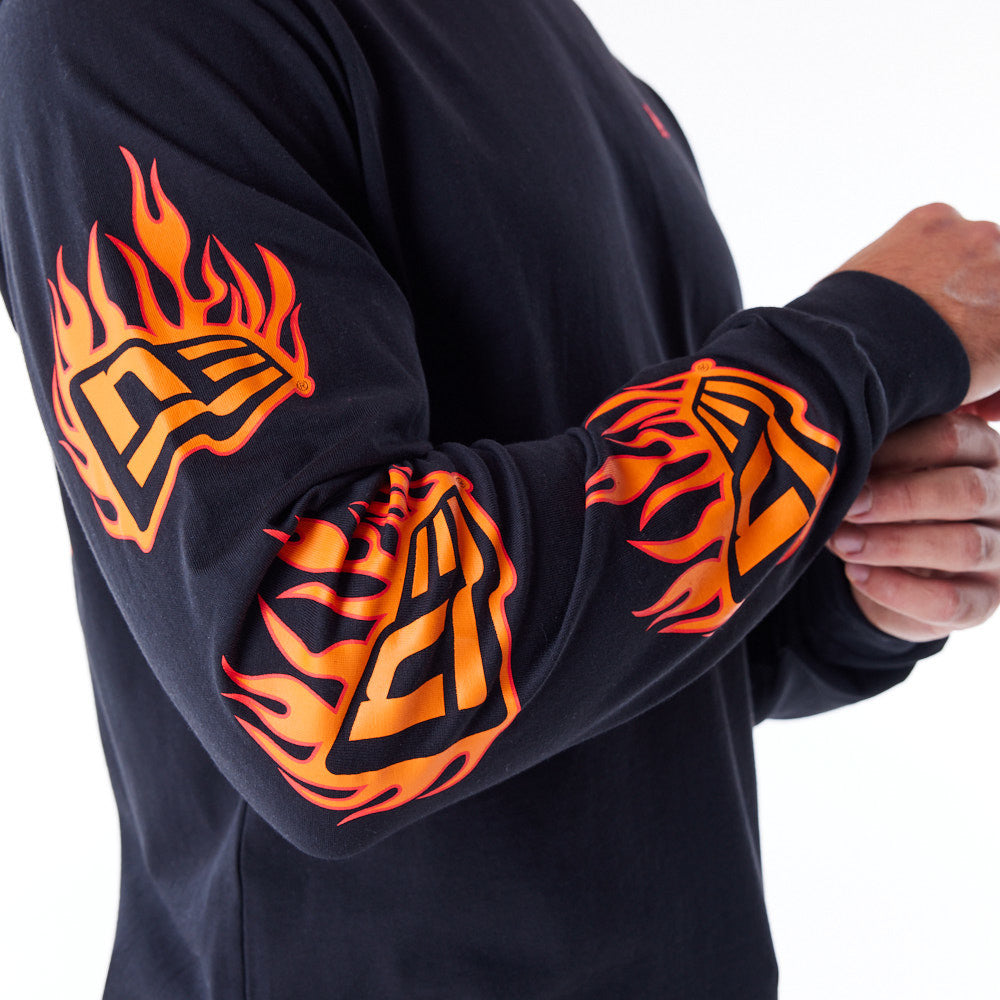 New Era Flag Flame Longsleeve Black Tee