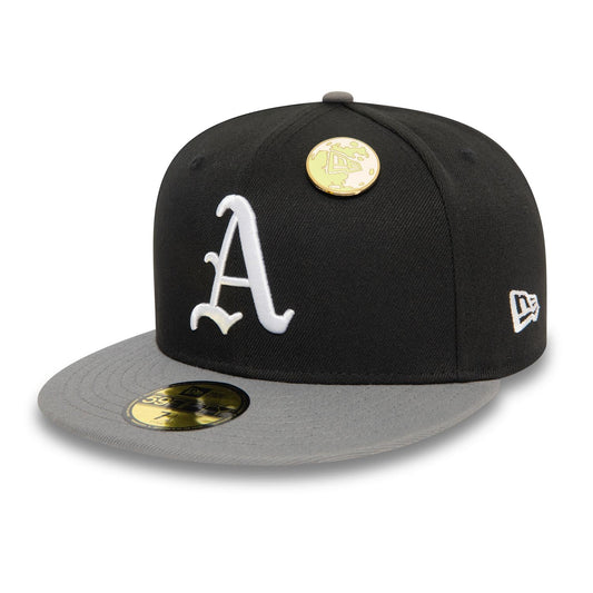 Oakland Athletics 59FIFTY MLB Contrast Pin Black Cap