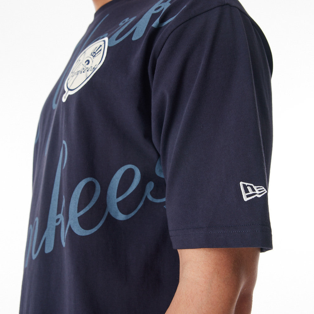 New York Yankees Oversized MLB Script Graphic Navy Tee