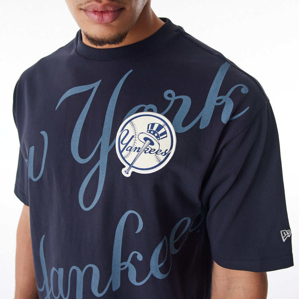 New York Yankees Oversized MLB Script Graphic Navy Tee