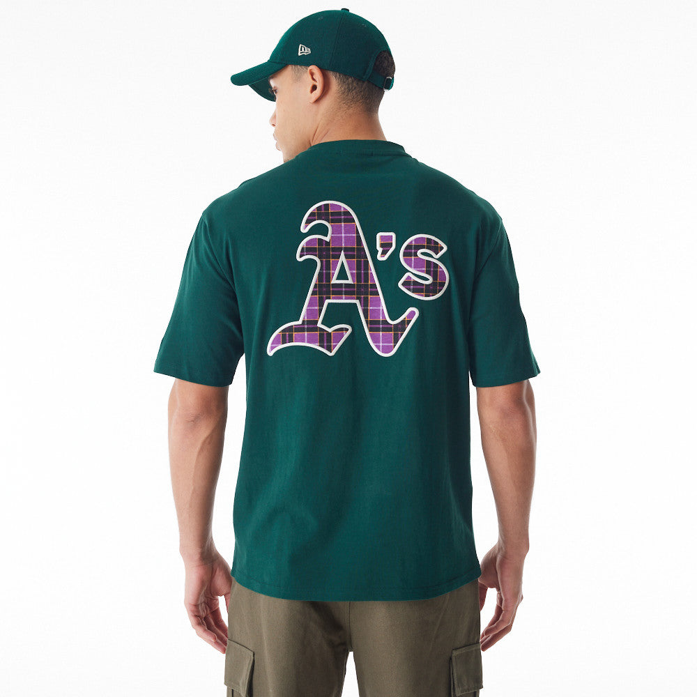 Oakland Athletics Oversized MLB Tartan Infill Dark Green Tee