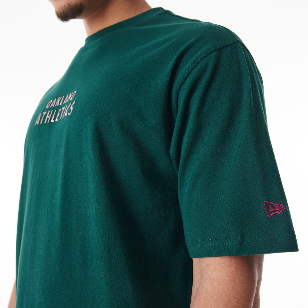 Oakland Athletics Oversized MLB Tartan Infill Dark Green Tee