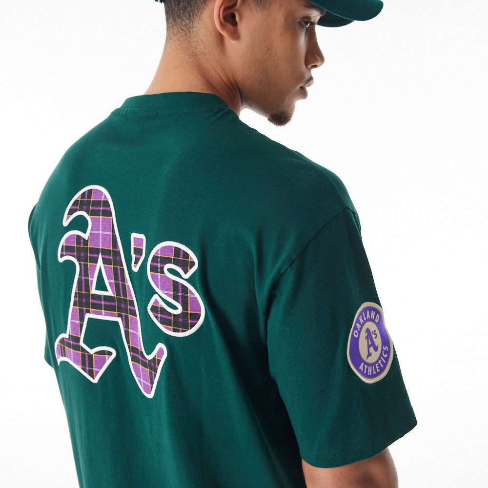 Oakland Athletics Oversized MLB Tartan Infill Dark Green Tee