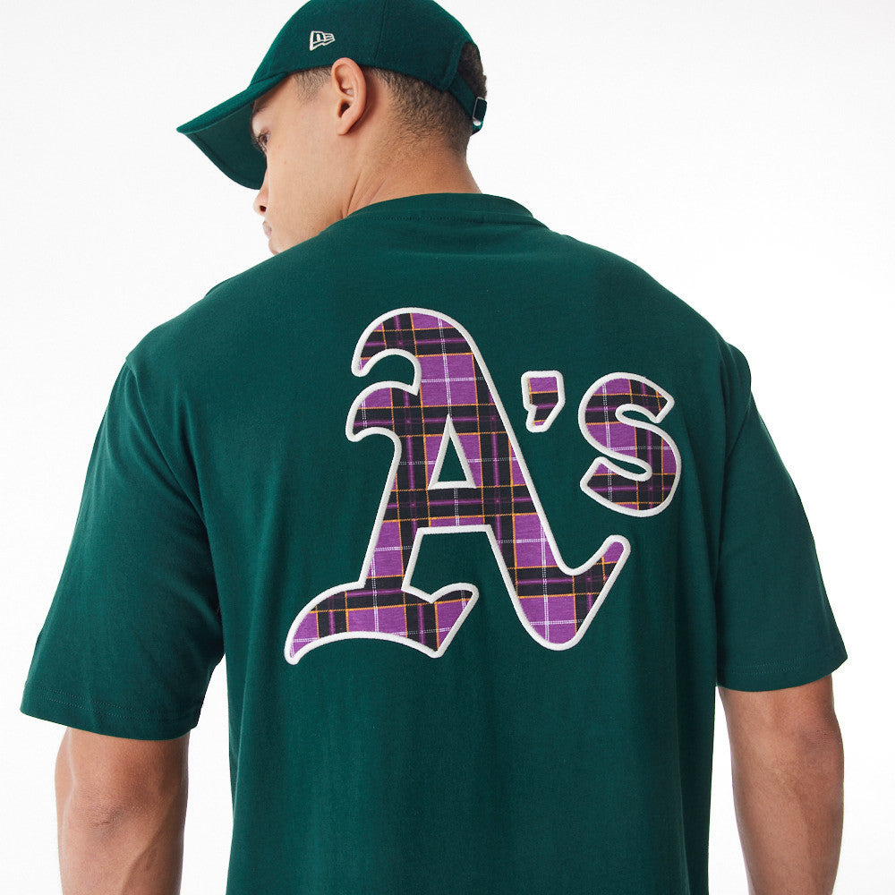 Oakland Athletics Oversized MLB Tartan Infill Dark Green Tee