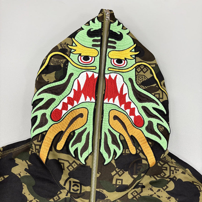 BAPE x CLOT Camo Shark Full Zip Hoodie