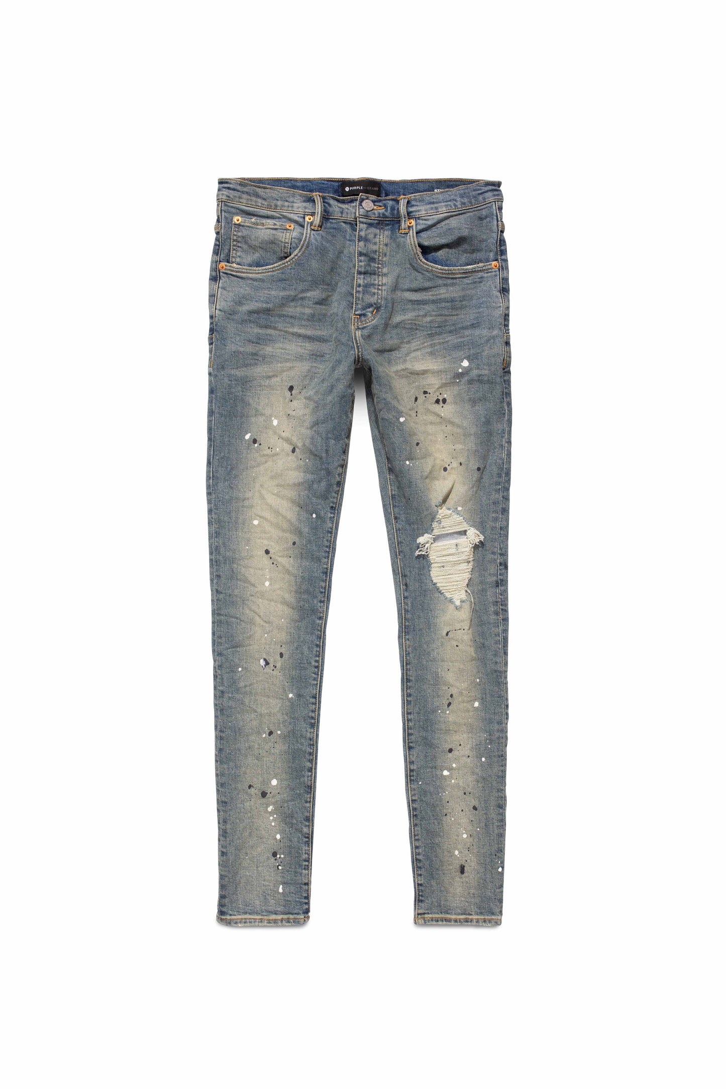 Purple P002 Mid Indigo Destroy Paint Denim Jeans