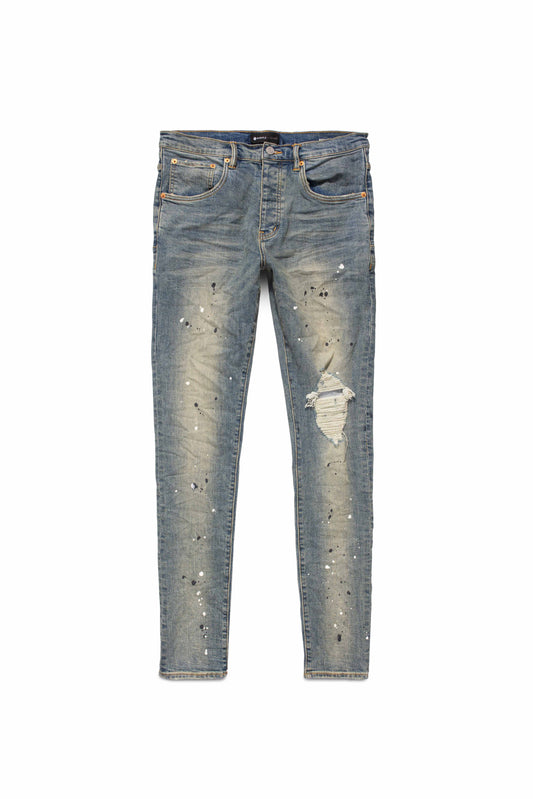 Purple P002 Mid Indigo Destroy Paint Denim Jeans