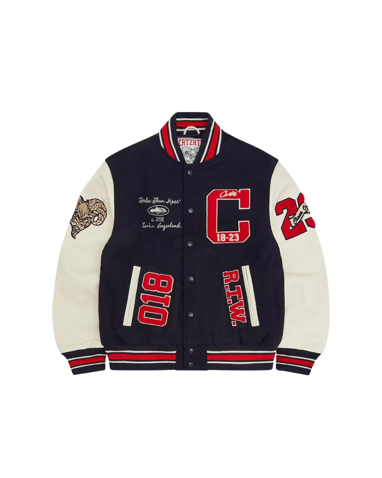 Corteiz Goat Varsity Jacket - "Navy"