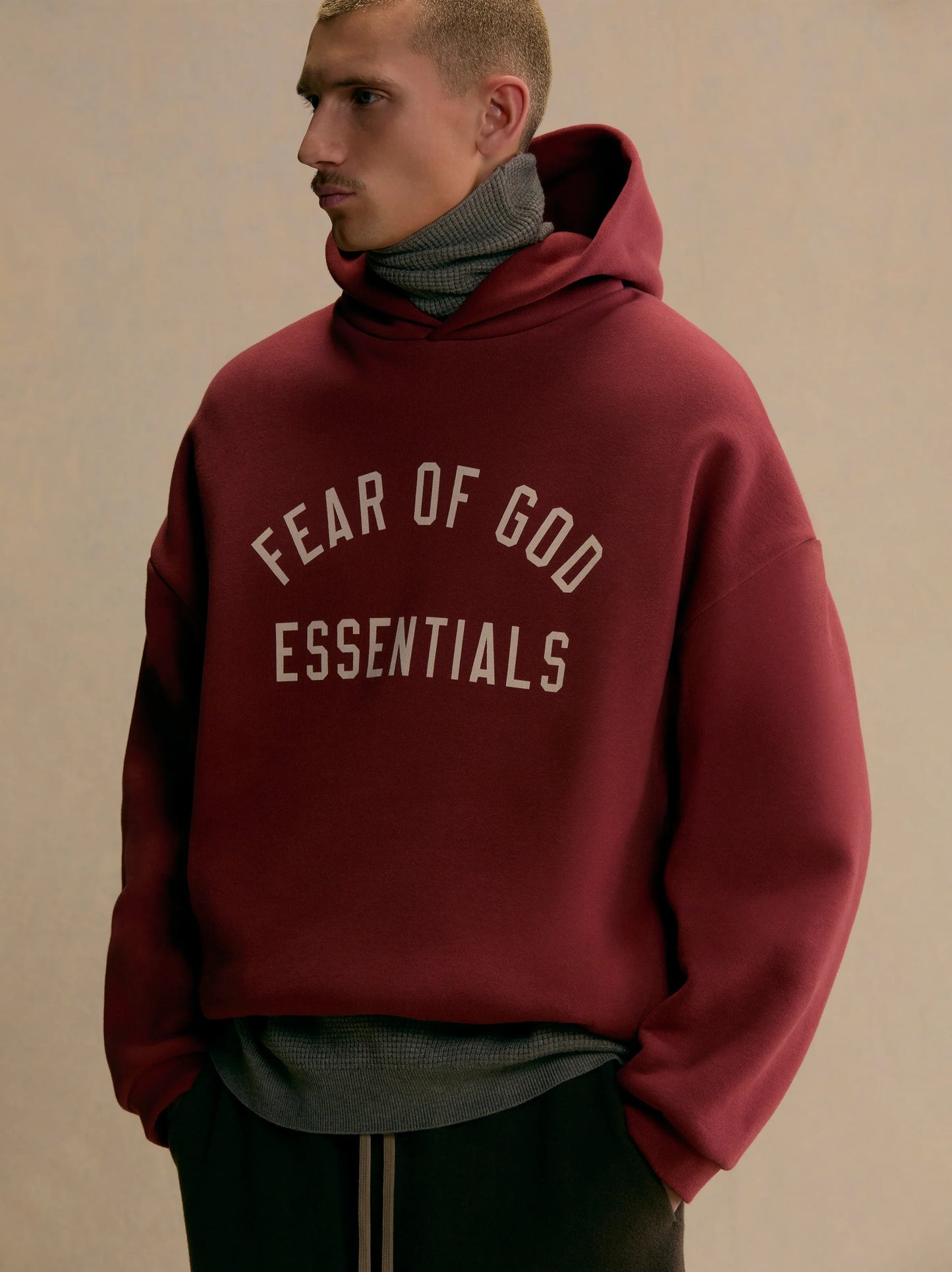 Fear of God ESSENTIALS Fleece Hoodie - Red