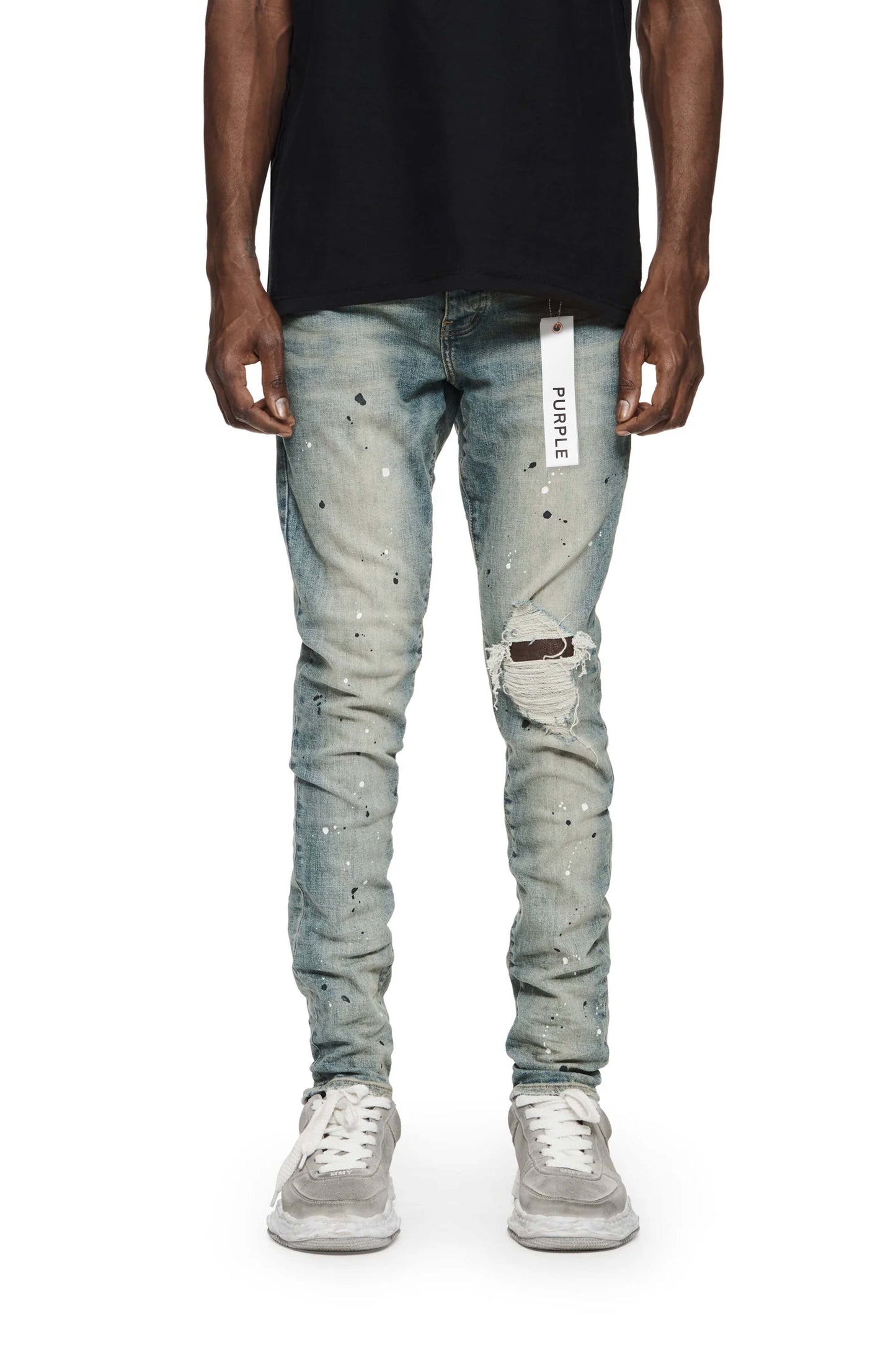 Purple P002 Mid Indigo Destroy Paint Denim Jeans