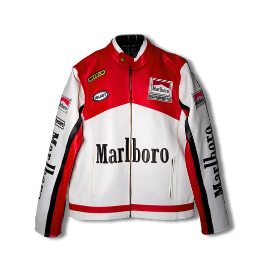 Malboro Racing Leather Jacket - 'White Red'