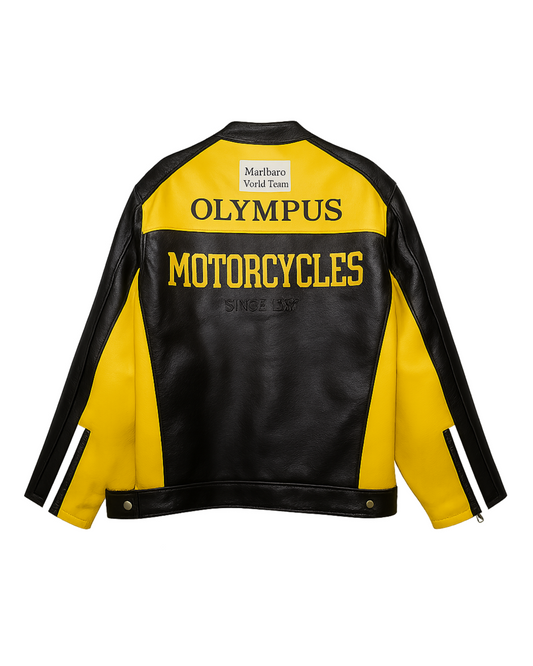 Ferrari Racing Leather Jacket - "Black/Yellow"