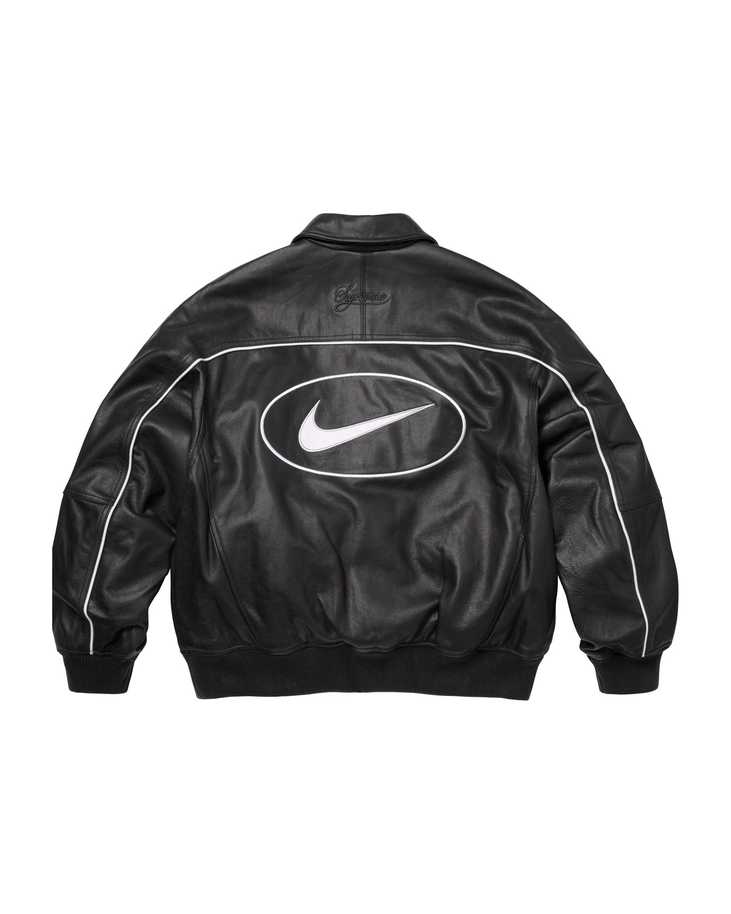 Supreme x Nike Leather Varsity Jacket - "Black/White"