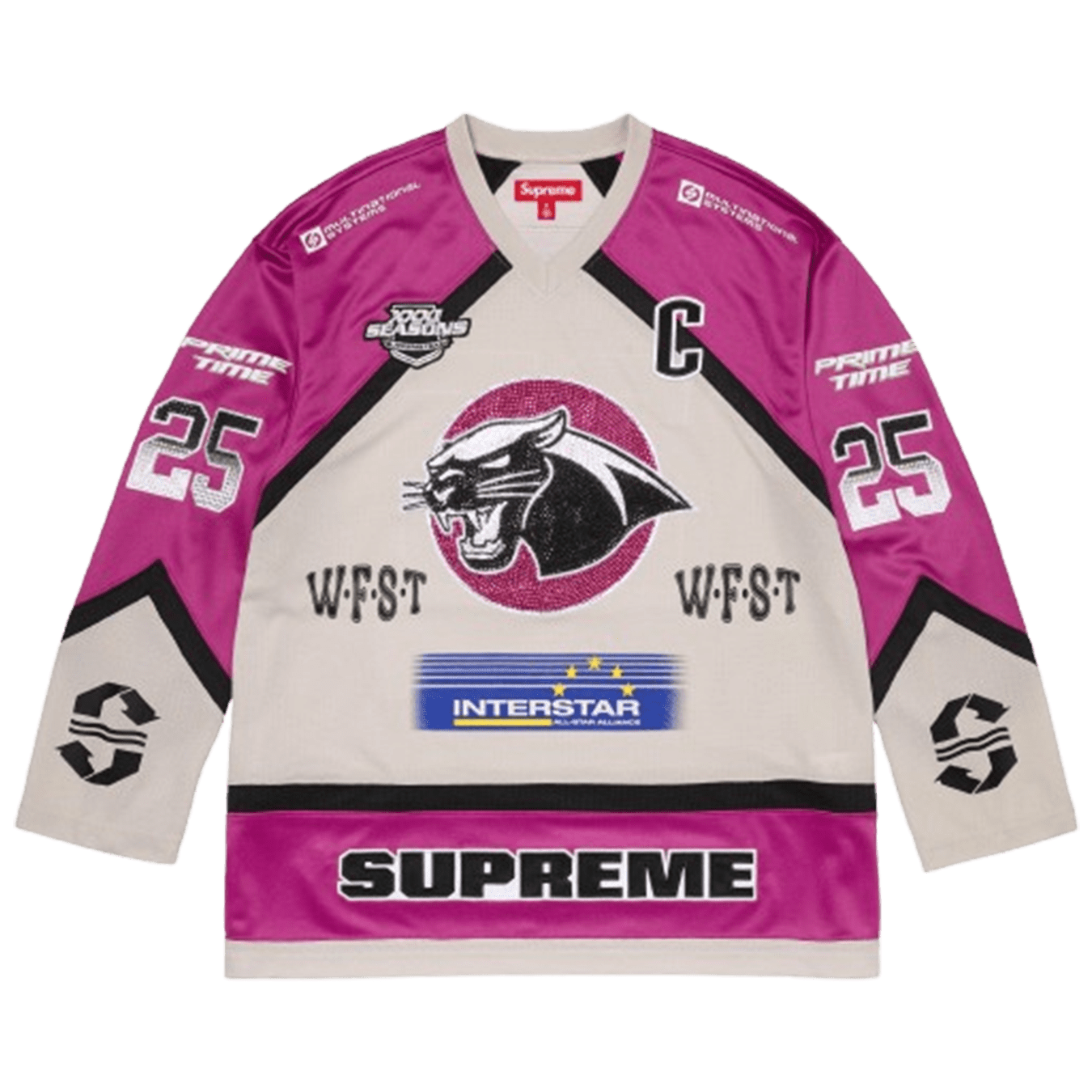 Supreme Rhinestone Hockey Jersey 'Light Grey'