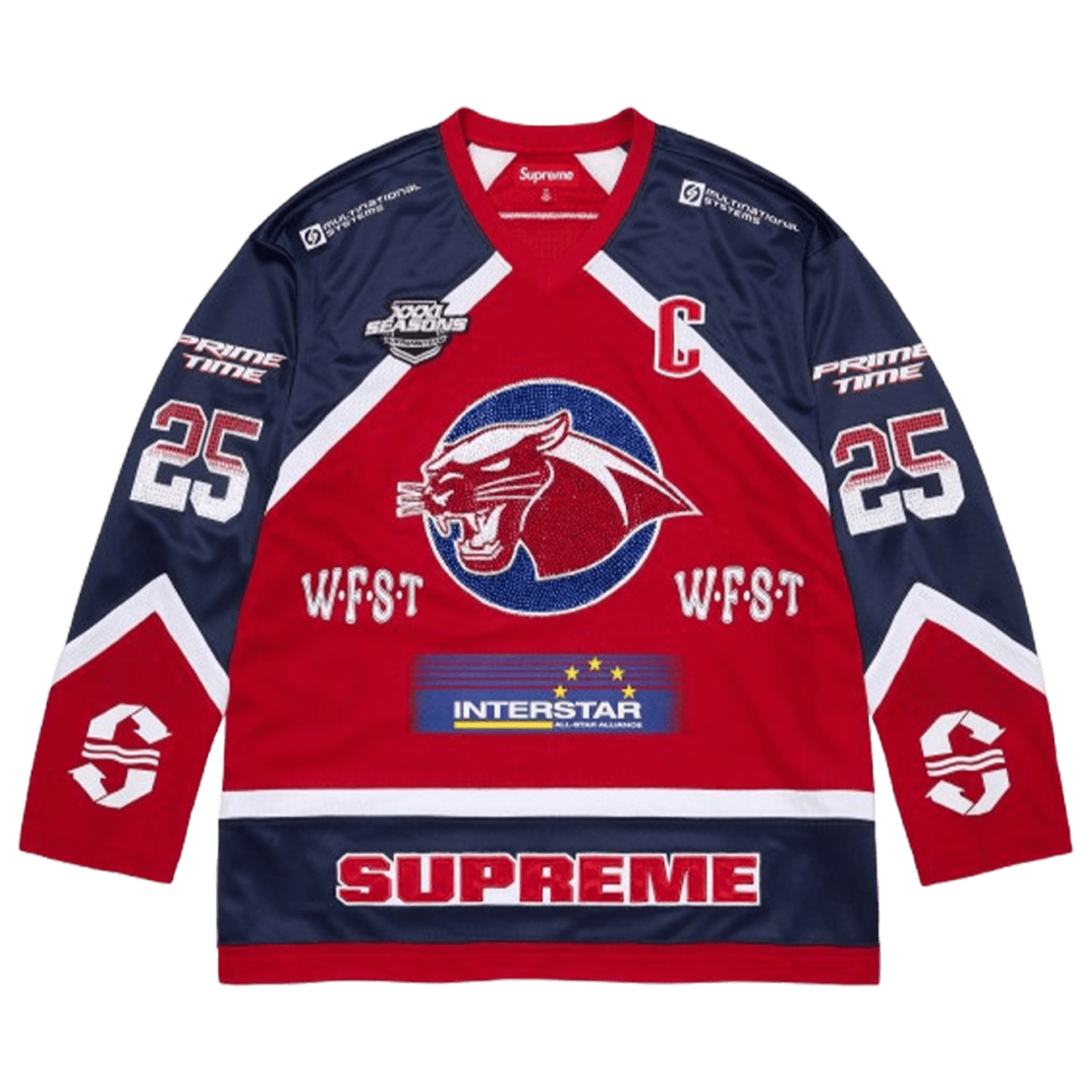 Supreme Rhinestone Hockey Jersey 'Red'