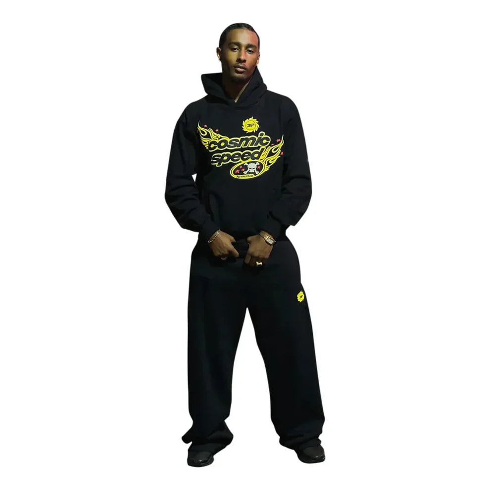 Broken Planet Cosmic Speed Wide-Leg Sweatpants Midnight Black