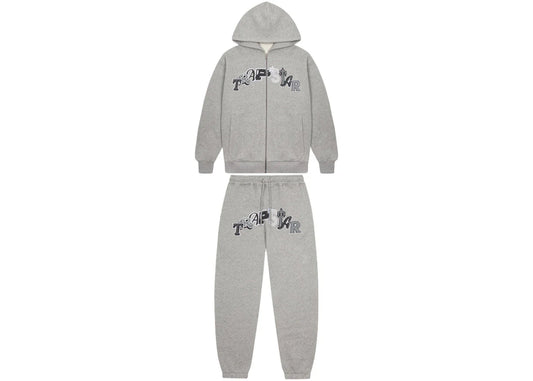 Trapstar Wildcard Chenille Hoodie Tracksuit Grey Monochrome