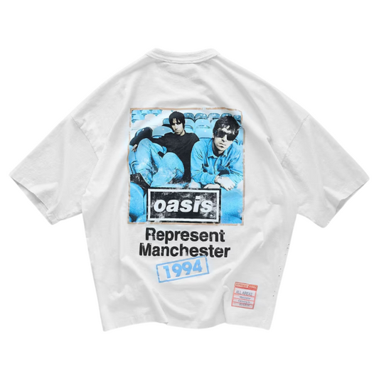 Represent X Oasis Maine Road T-Shirt - "Flat White"
