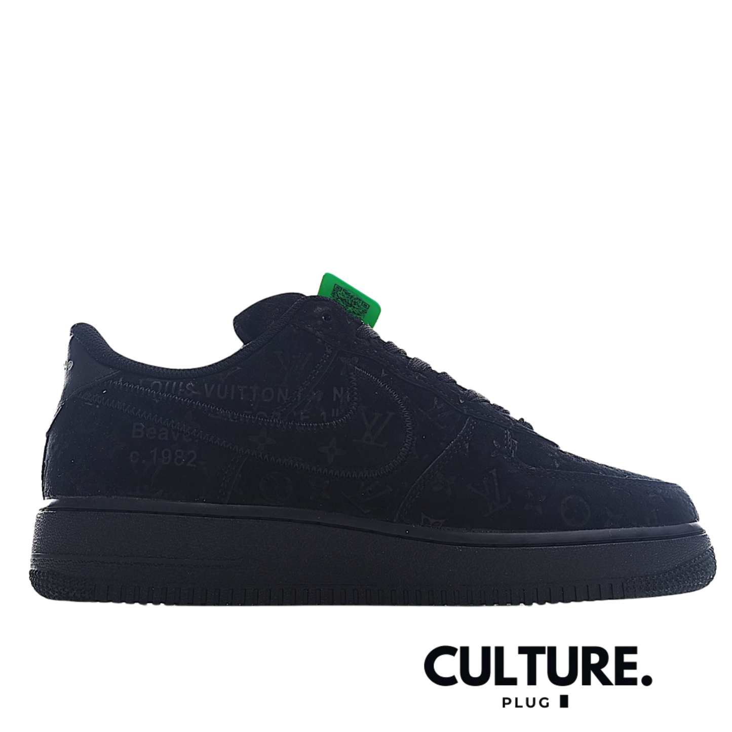 Louis Vuitton Nike Air Force 1 Low Black suede monogram