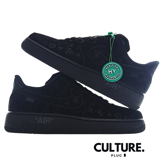 Louis Vuitton Nike Air Force 1 Low Black suede monogram