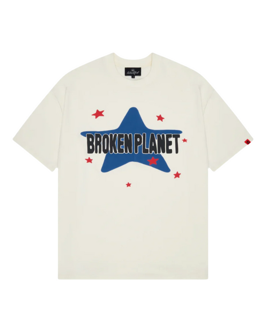 Broken Planet Star T-Shirt - "Vanilla White"