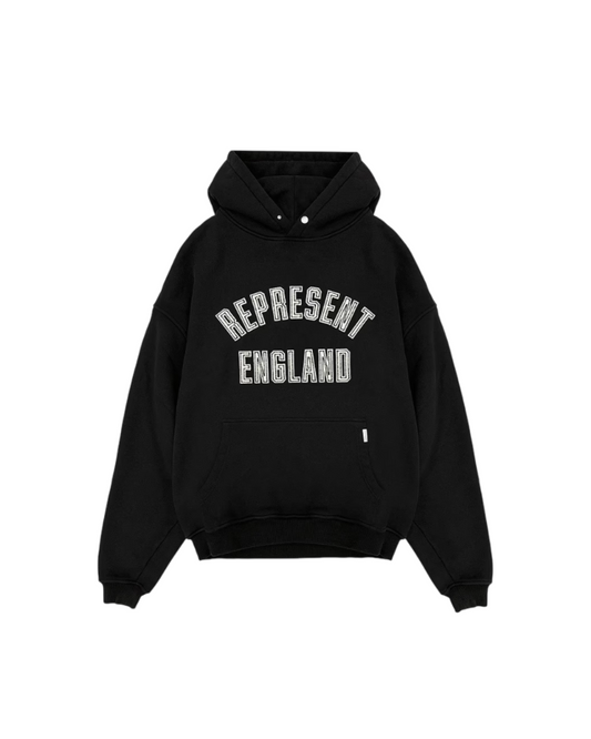 Represent England Applique Hoodie - "Jet Black"