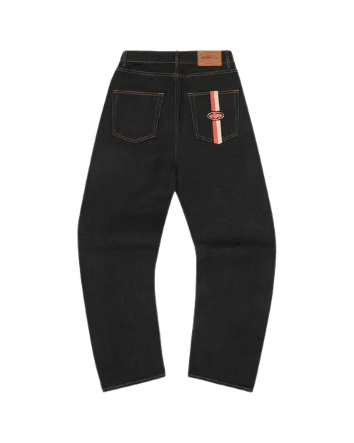 Corteiz Dual Stripe Baggy Jeans - 'Black Wash'