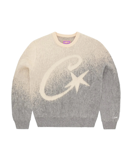 Corteiz C Star Gradient Mohair Knit Sweater - 'Grey'