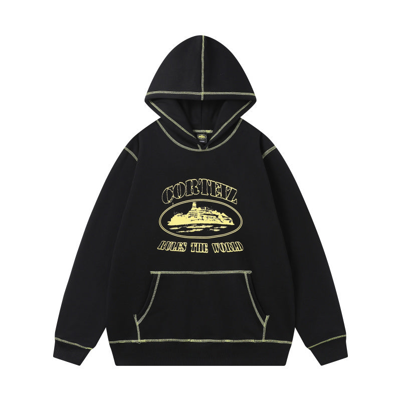 Corteiz Alcatraz Contrast Hoodie Black/Yellow