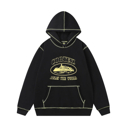 Corteiz Alcatraz Contrast Hoodie Black/Yellow
