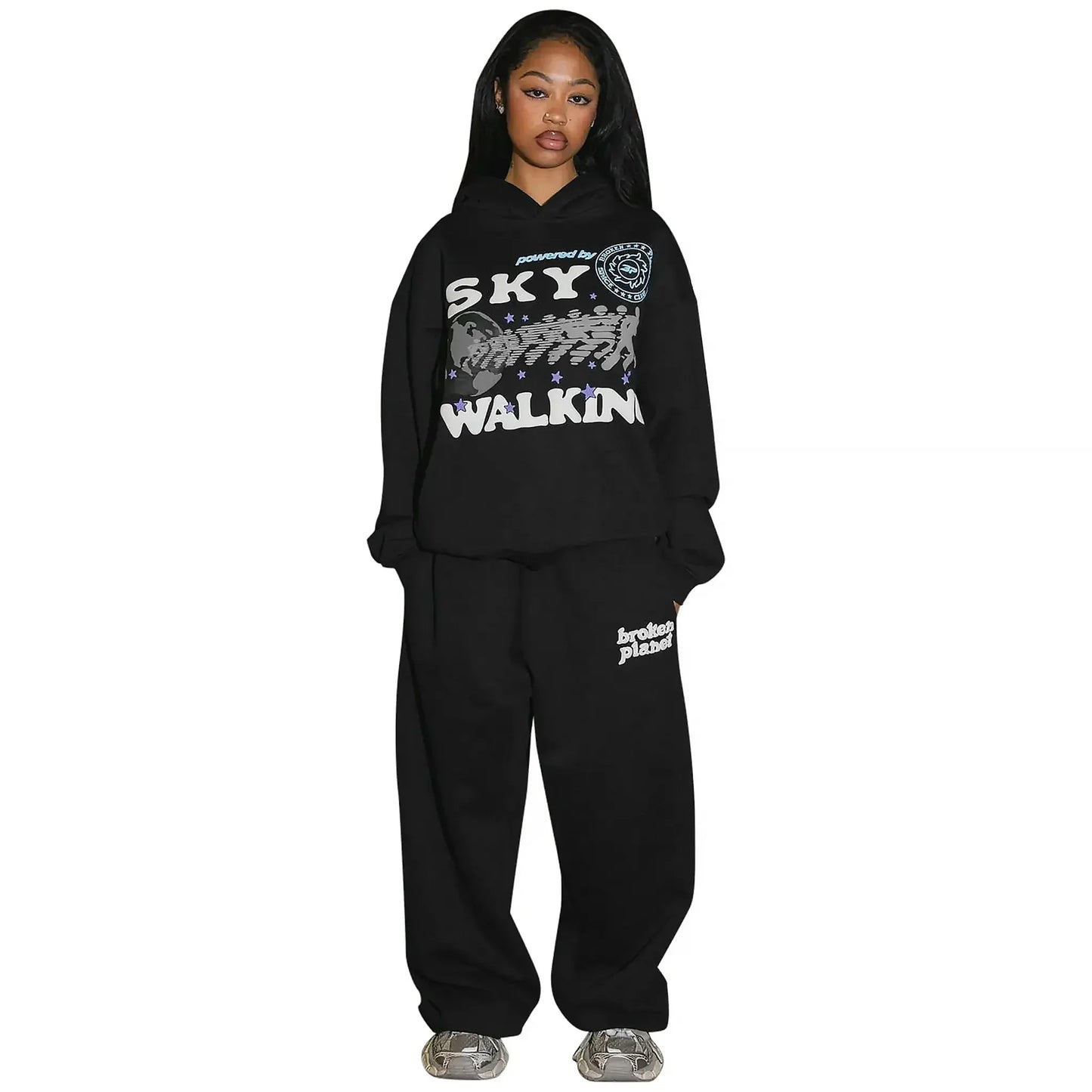 Broken Planet Sky Walking Hoodie Midnight Black
