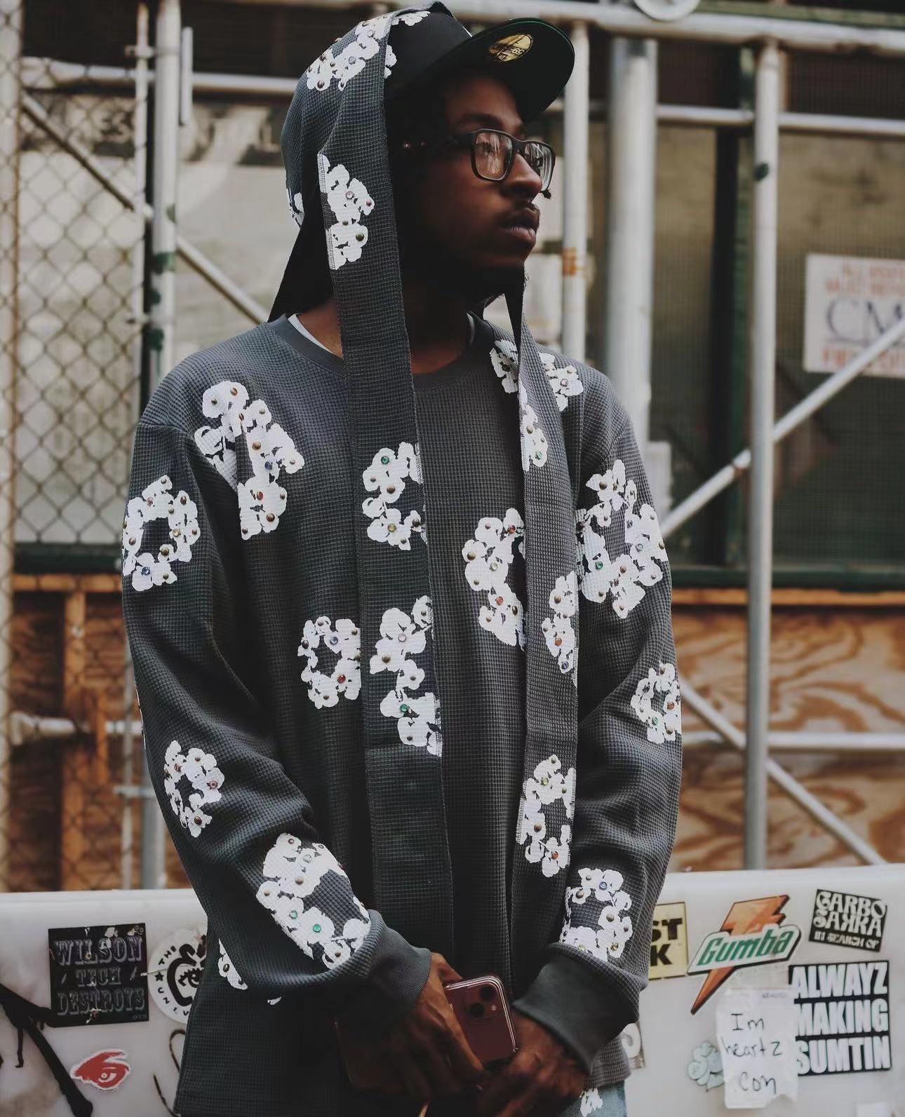 Denim Tears Rhinestone Cotton Wreath Durag - "Vintage Black"