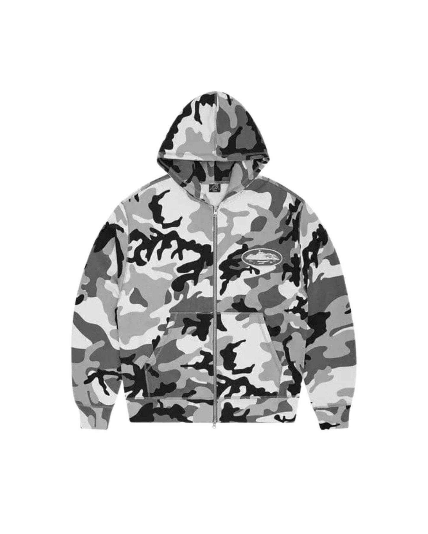 Corteiz Island Puff Print Zip Hoodie - "Arctic Camo"