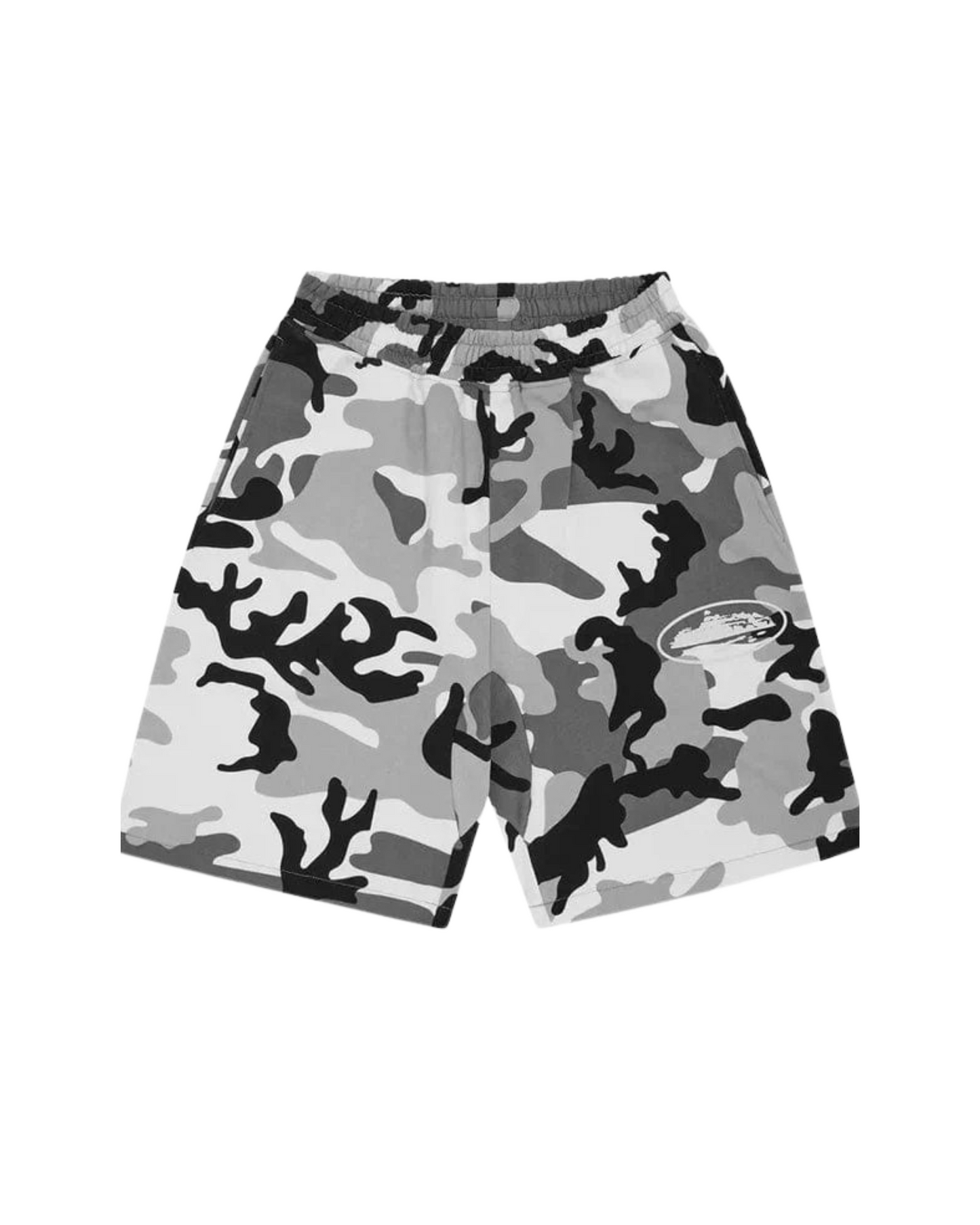 Corteiz Island Puff Print Sweatshort - "Arctic Camo"