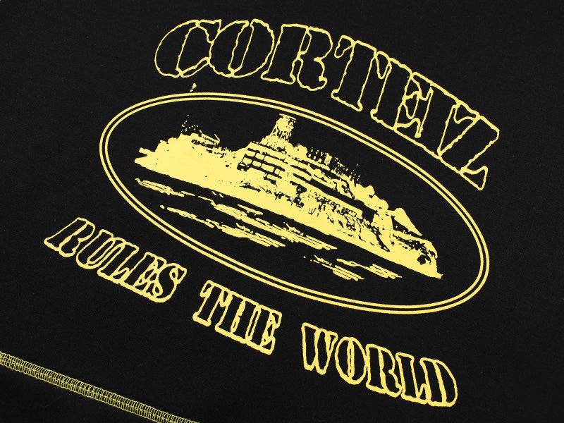 Corteiz Alcatraz Contrast Hoodie Black/Yellow