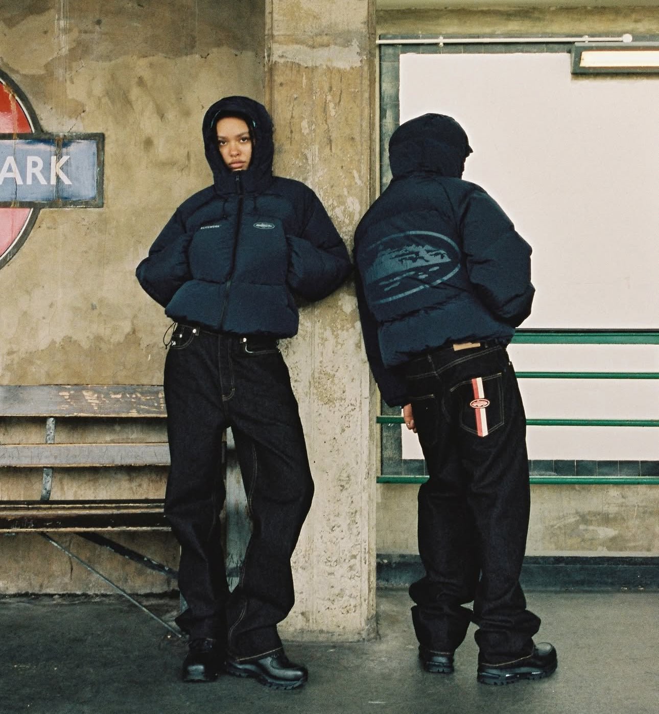 Corteiz Dual Stripe Baggy Jeans - 'Black Wash'