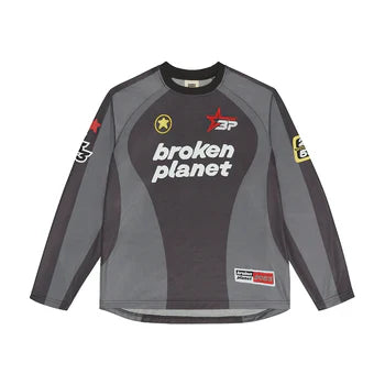 Broken Planet Football Black Grey Long Sleeve Jersey