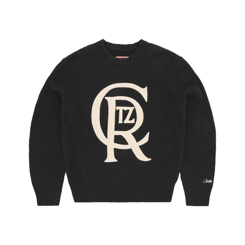 Corteiz Crest Knit Sweater - 'Black/White'