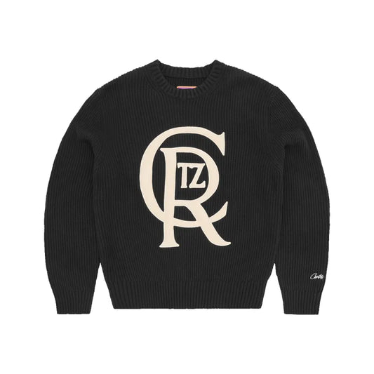 Corteiz Crest Knit Sweater - 'Black/White'