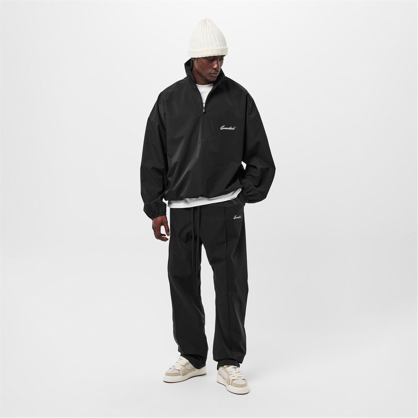 Fear of God Essentials Sporty Nylon Half Zip - "Jet Black"