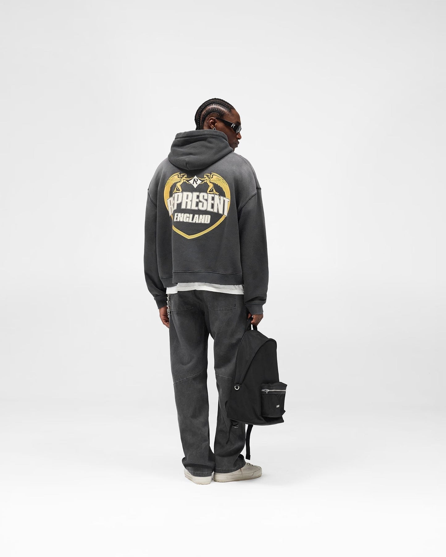 Represent Angel Border Hoodie - "Stained Black"