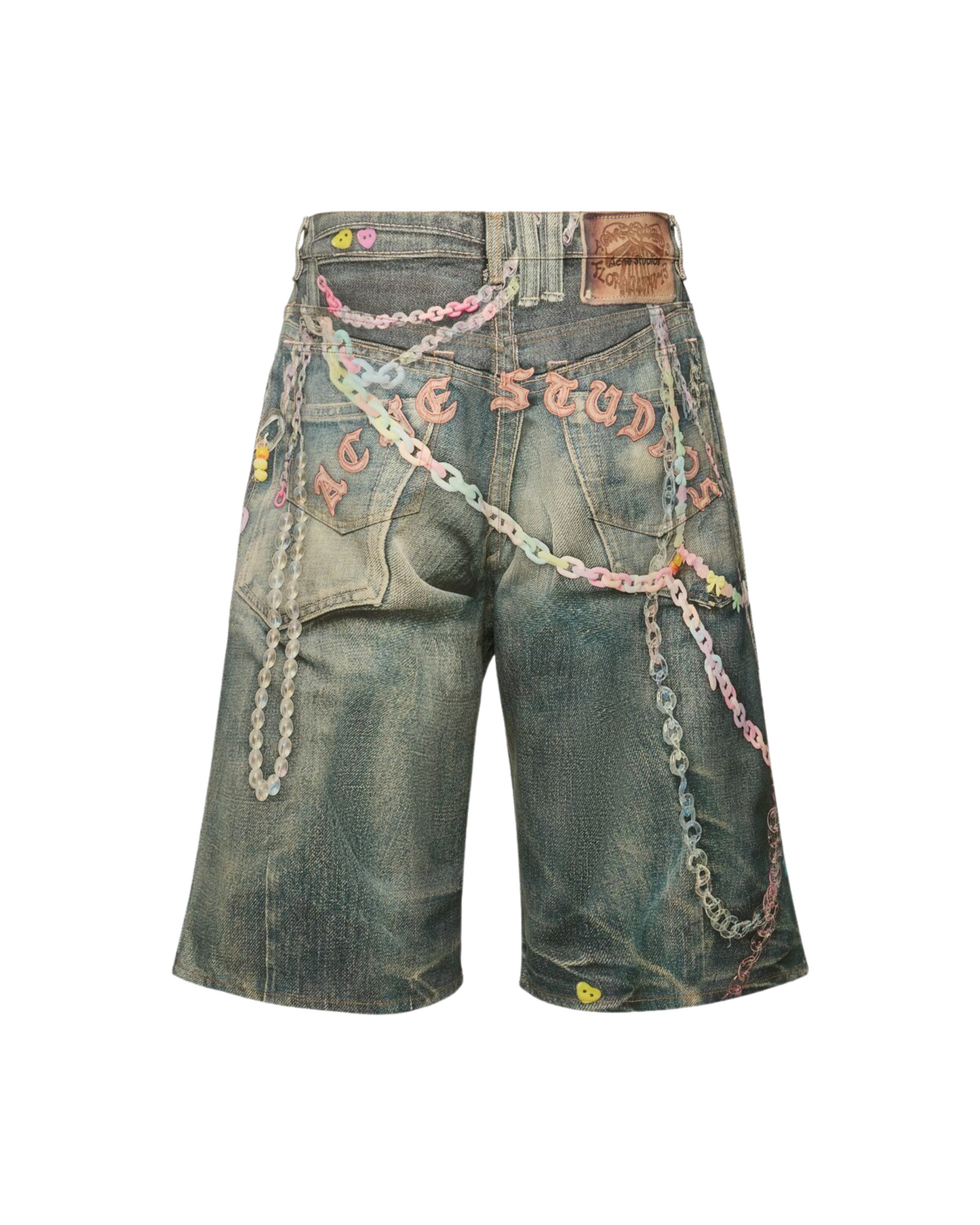Acne Studios Judda Tlo Kawaii Keychains Denim Shorts